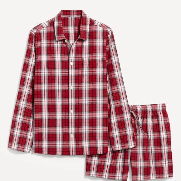 NWT OLD NAVY Poplin Pajama Short Set COLOR RED PLAID SIZE MEDIUM - Picture 5 of 7